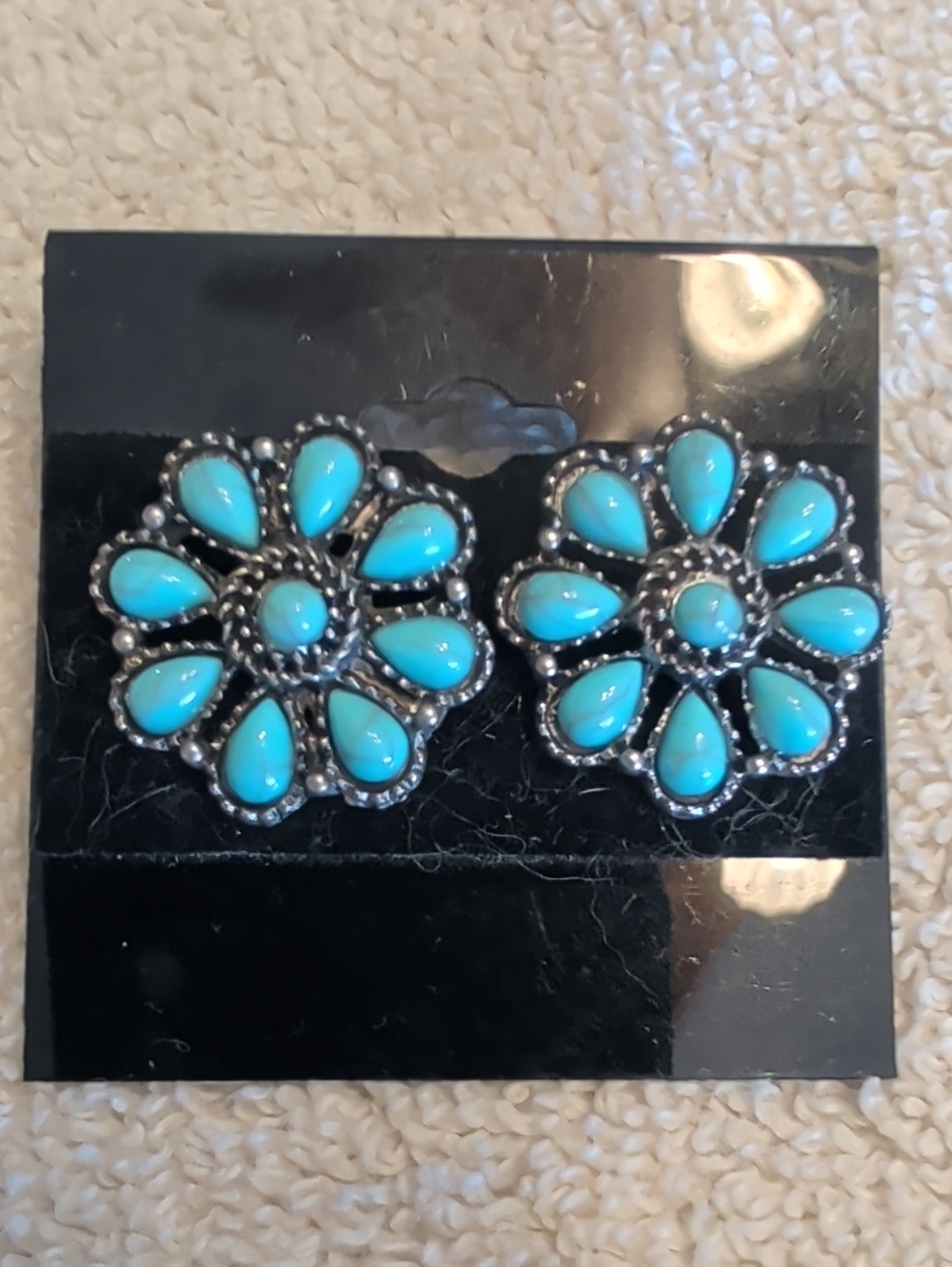 Turquoise Floral Statement Earrings - Women Jewelry